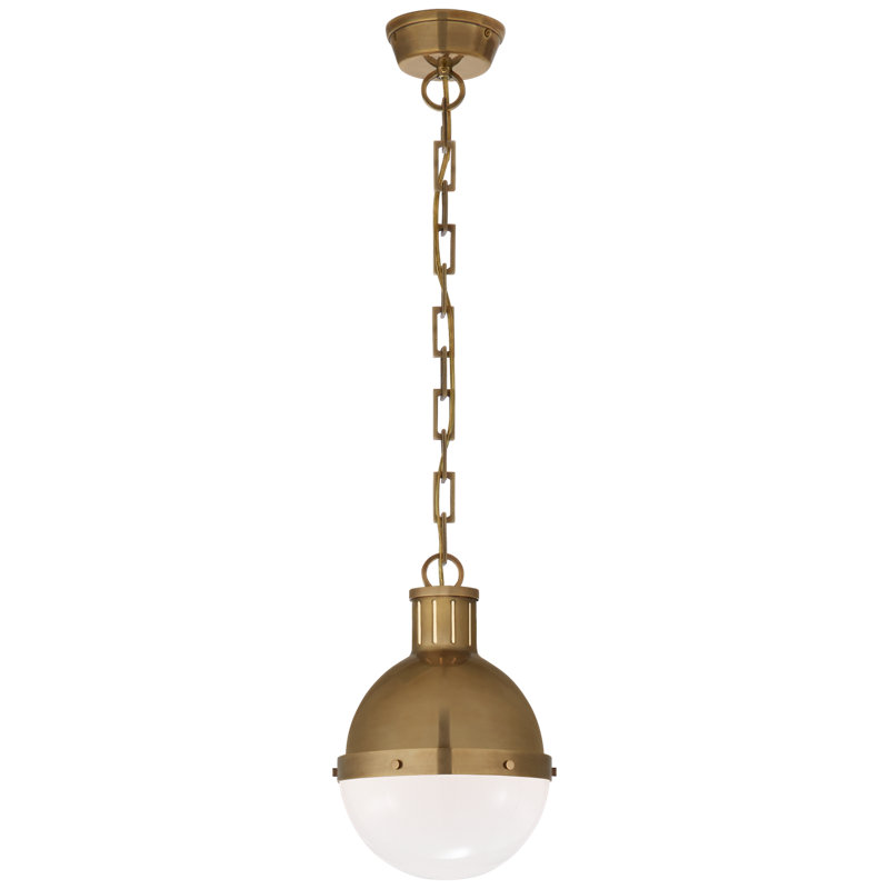 Thomas O'Brien Hicks 1 - Light Small Pendant, 9.25" H x 8.75" W x 8.75" D, Hand-Rubbed Antique Brass