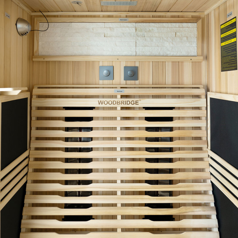 2-Person Indoor FAR Infrared Black Sauna with WiFi-Enabled Smart Control, Crafted from Japanese Cedar – Features Red Light Therapy, Bluetooth Speaker, Chromotherapy Lighting