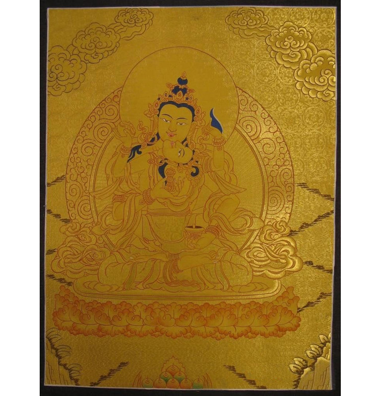 Vajrasattva Shakti Thangka assis (Thangka sans brocart)