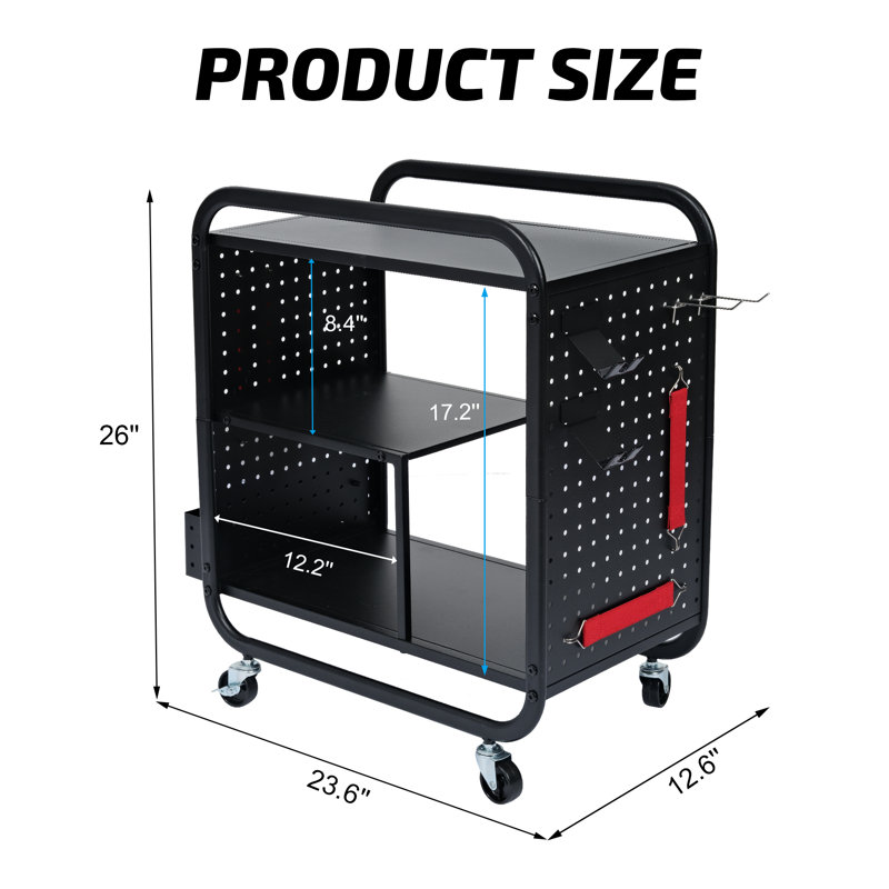 3-Shelf Metal Gaming Station Organizer Rack in Black, Matte Black