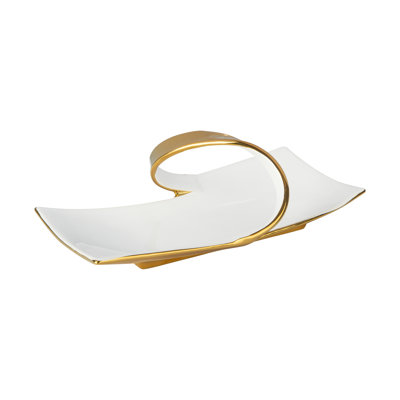 Bol à collation double en porcelaine blanche avec or