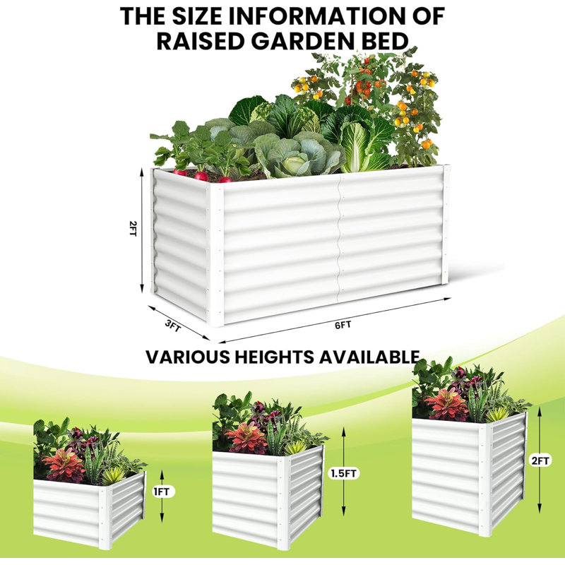 Outdoor Raised Garden Bed, 5 cm H x 15 cm W x 7.5 cm D, Beige