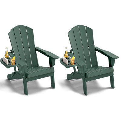 Chaise Adirondack pliante en PEHD avec porte-gobelet résistant aux intempéries