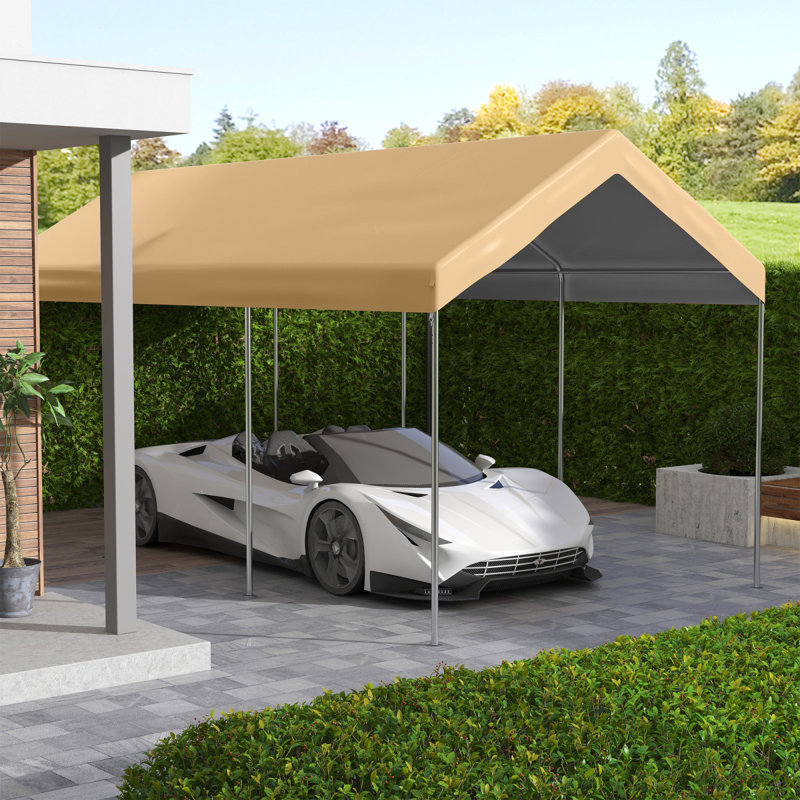 Housse de remplacement pour abri d'auto 10 'x 20', imperméable et protégé contre les rayons UV pour abri de voiture avec cordes élastiques