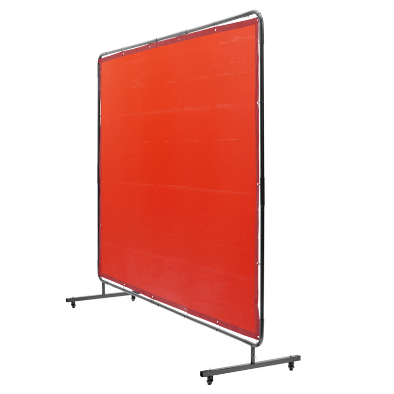 Welding Screen with Frame, 6' x 8' Welding Curtain Screen, Flame-Resistant Vinyl Welding Protection Screen