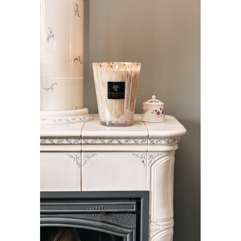 Pearls White Candle, 13.8" H x 9.36" W x 9.36" D