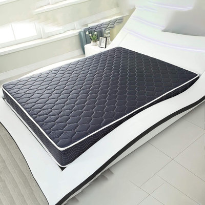 Matelas en mousse haute densité imperméable de 6 pouces avec tissu matelassé à losanges bleu marine pour un sommeil frais (tailles double / simple disponibles)