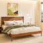 Structure de lit grand en bois massif avec tête de lit, lit plateforme scandinave d'une capacité de 800 lb, finition noyer, antidérapant et silencieux, pas de sommier tapissier nécessaire-1633583106-1633583105