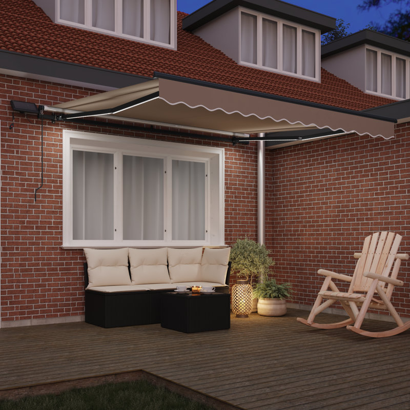 VidaXL PVC-coated polyester Cover Retractable Patio Awning, Beige, 300 cm W x 250 cm D