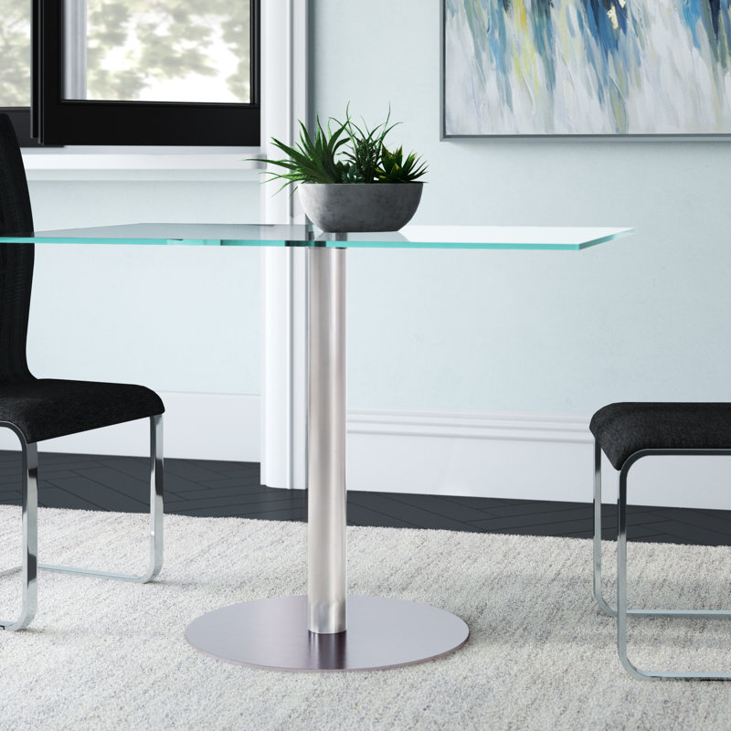 Adlingt Glass Top Metal Base Dining Table