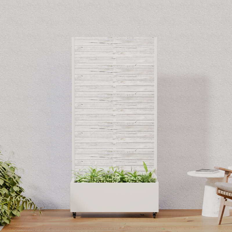 72 x 35 in. Iron Planter Box with Trellis, White, 72" H x 35" W x 16" D
