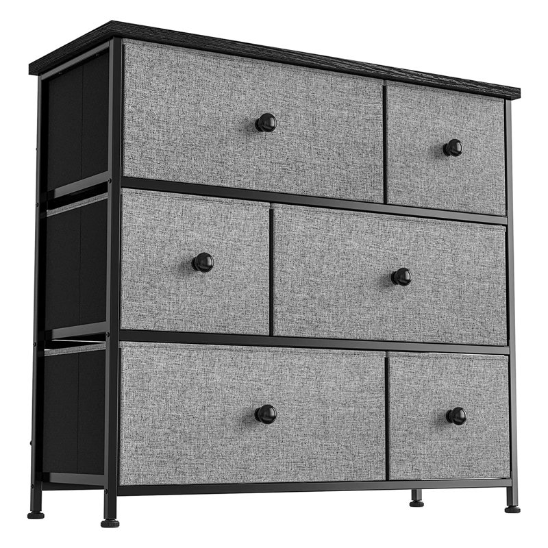 Commode 6 tiroirs Swampscott, Gris clair