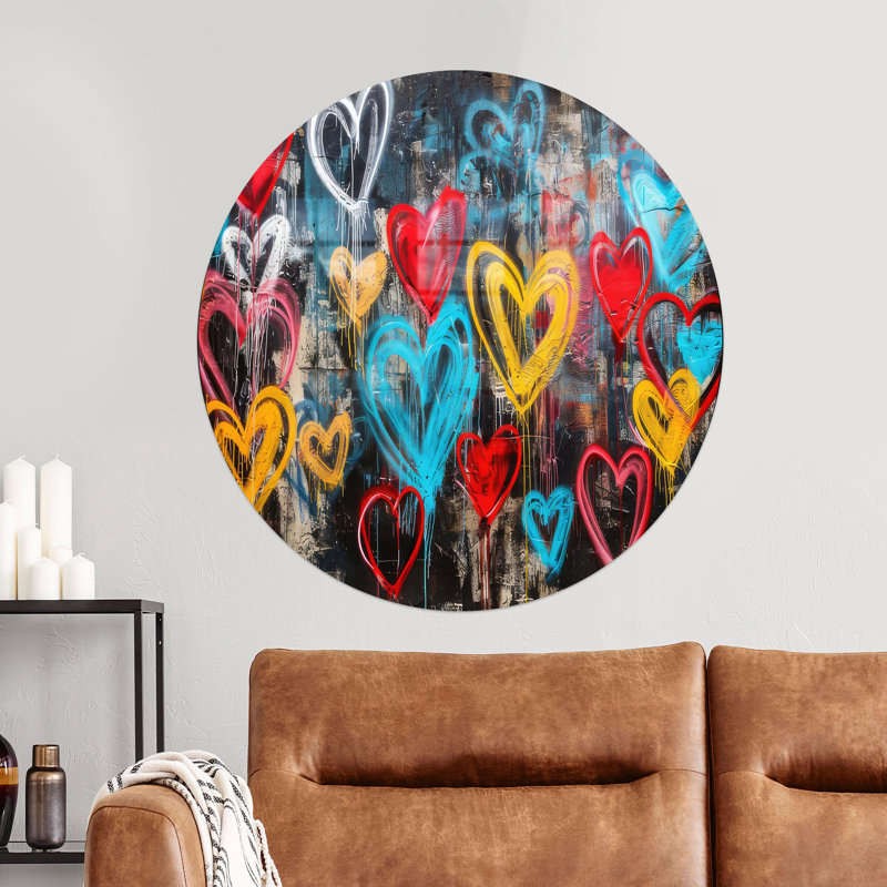 Décoration murale de Noël en forme de cœur avec coeurs Graffiti, H 23,6 po x l 23,6 po