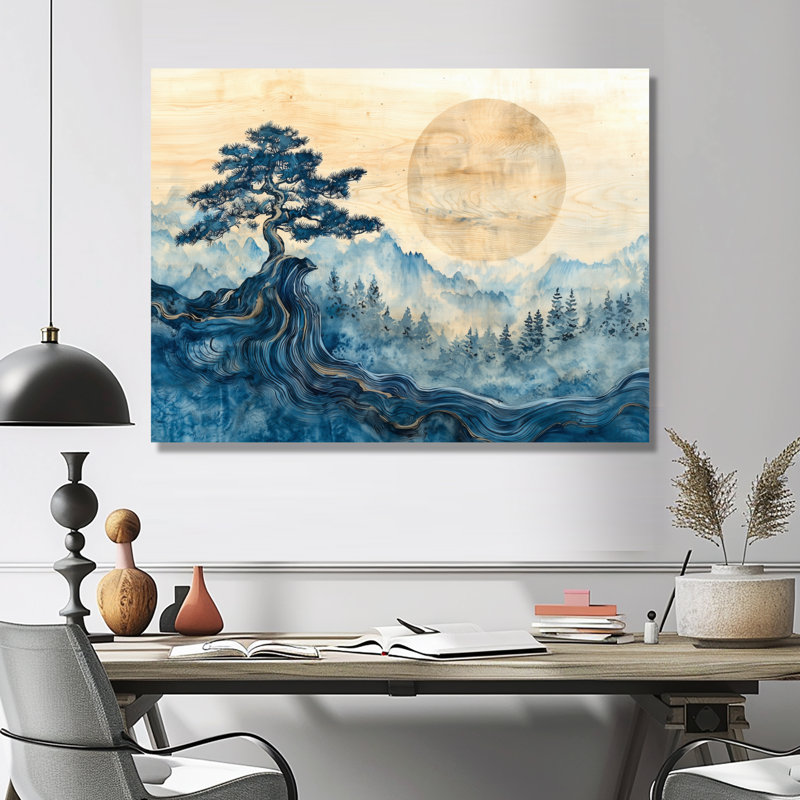 Art japonais Samarai paysage sérénité II - Japon, impression murale, H 12 po x l 20 po