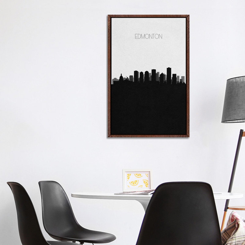 Edmonton, Canada City Skyline by Ayse Deniz Akerman - Print on Canvas, Brown Framed Canvas, 152.5 cm H x 101.5 cm W