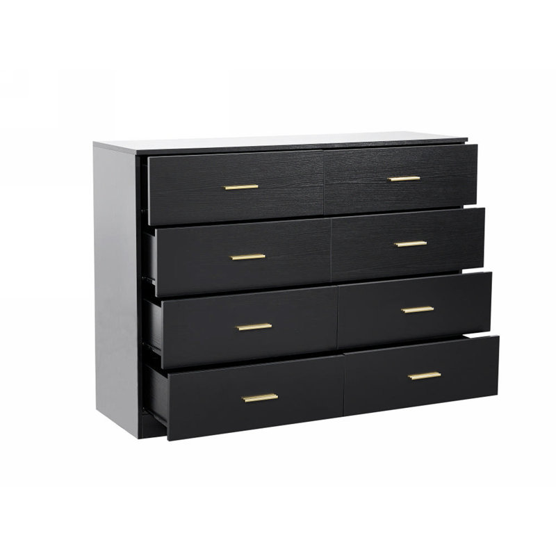 Commode moderne à 8 tiroirs pour la chambre à coucher - Vaste commode de rangement, robuste et sécuritaire, Noir