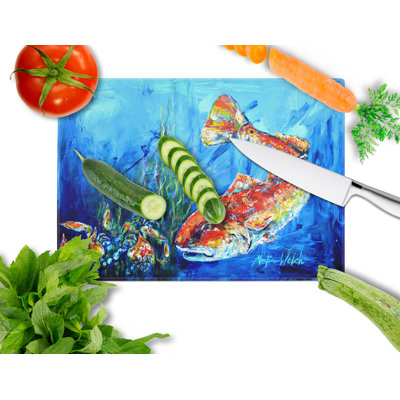 Caroline's Treasures Tempered Glass Scattered Fish Cutting Board