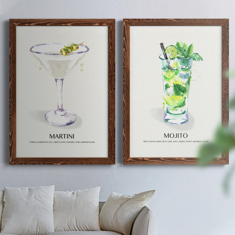 " Martini " 2 - Pieces, 20" H x 34" W x 1.5" D, Maple Framed