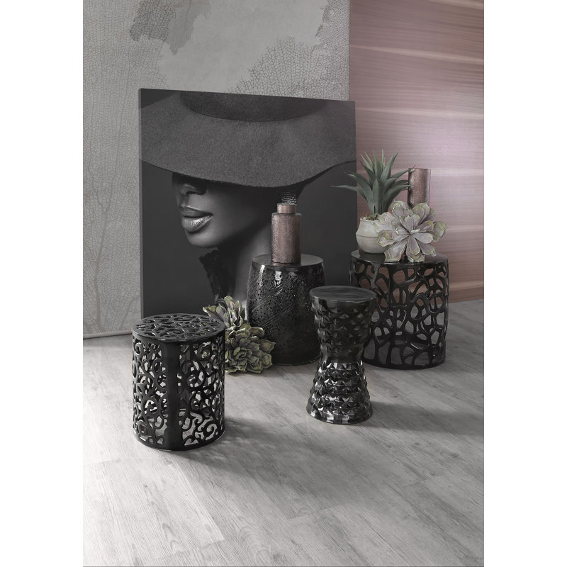Wiley Drum End Table, Black