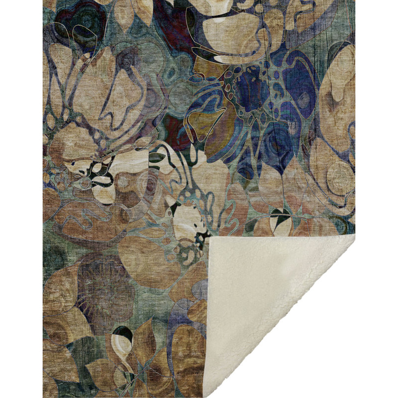 Jeté en sherpa floral Addison, Beige