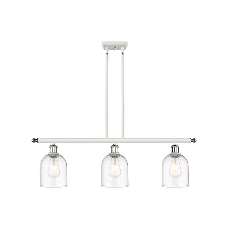 Odaniel 3 - Light Kitchen Island Pendant, Clear, White Polished Chrome