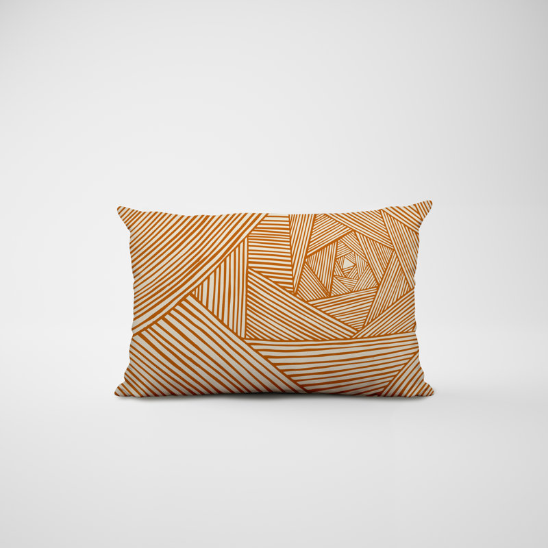 Polyester/Polyester Blend Lumbar Rectangular Indoor/Outdoor Pillow Cover & Insert, Orange