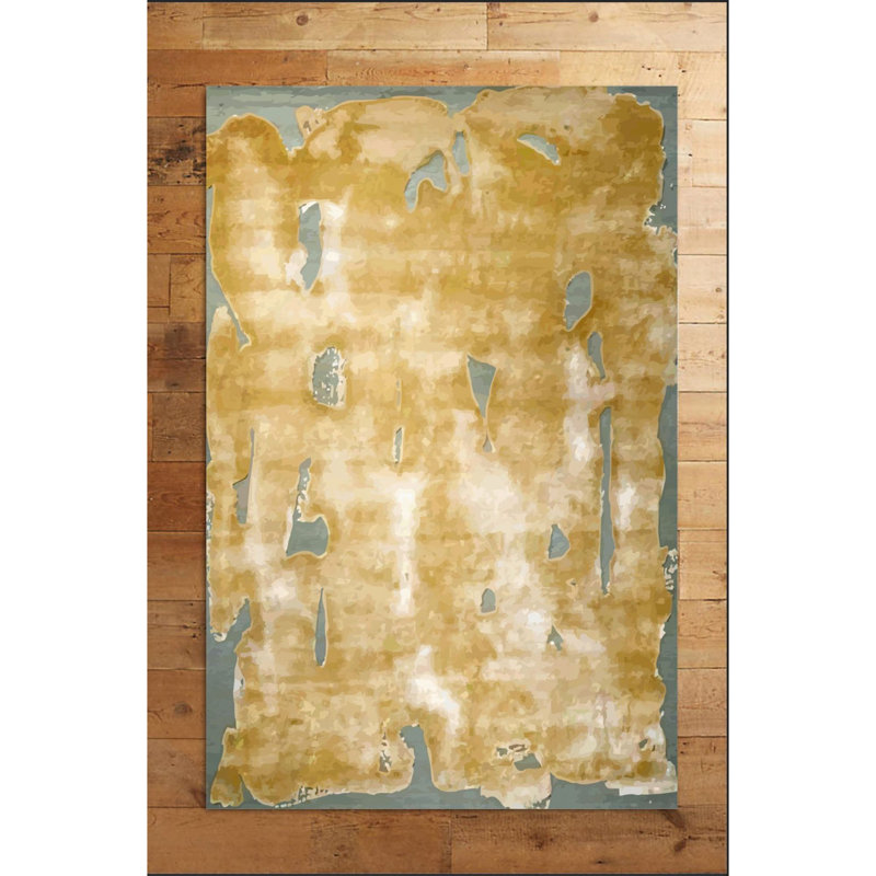 Tapis abstrait en polyester tissé à la machine Edrees, Rectangle 4 pi 11 po x 7 pi 7 po