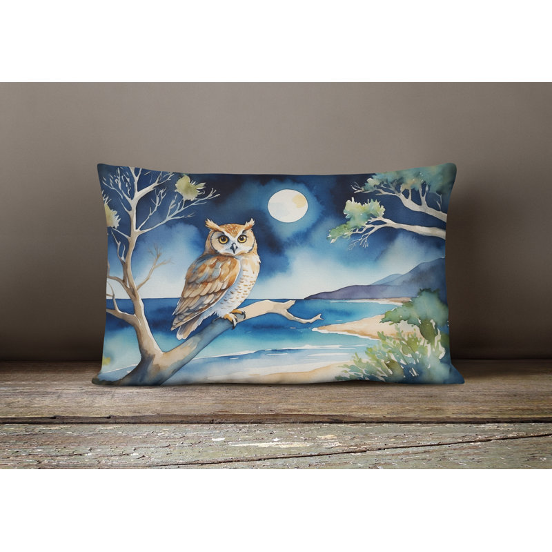 Coussin Owl perché dans un arbre côtier, Rectangle H 12 po x l 16 po
