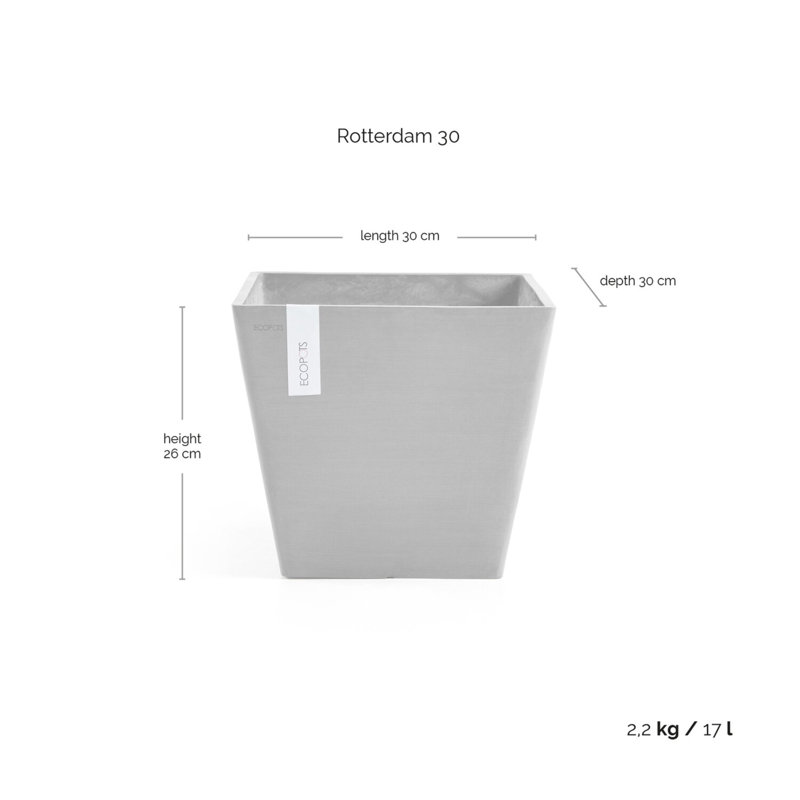 Pot Planter, Dark Gray, 10.2" H x 11.8" W x 11.8" D