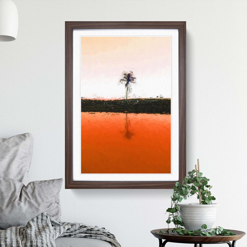 Reflection of a Palm Tree in Hawaii in Abstract - Picture Frame Graphic Art Print, 36cm H x 27cm W x 2cm D, Walnut Framed
