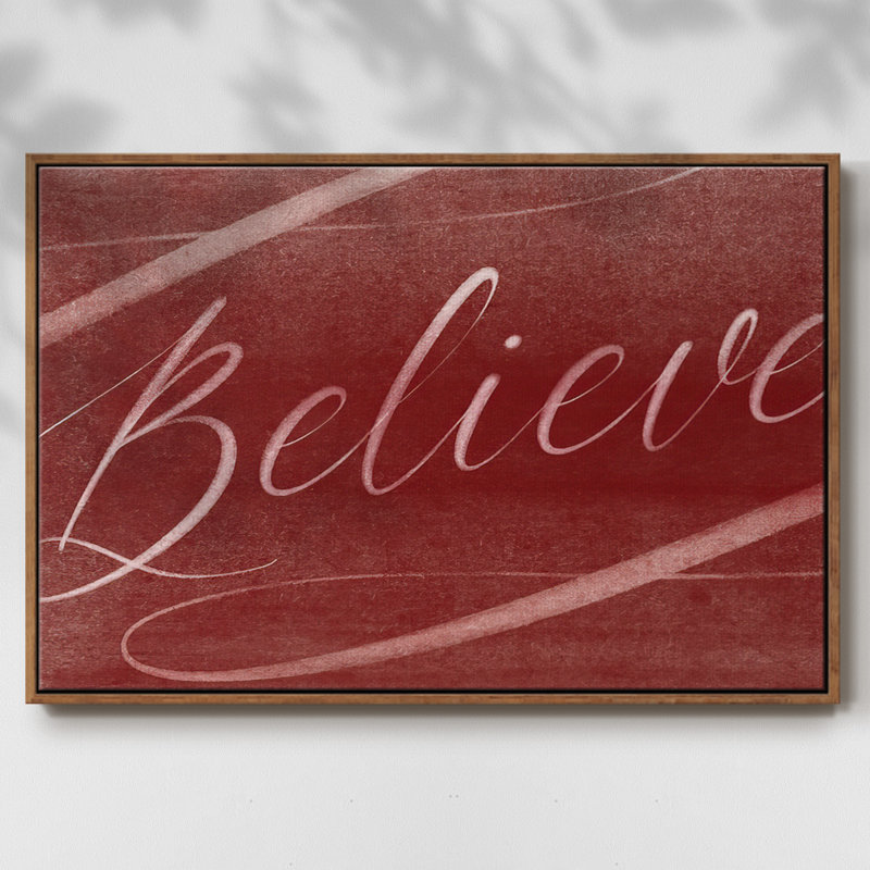 Toile tendue avec châssis Believe, Cadre flottant noyer, H 25 po x l 37 po x P 1,5 po