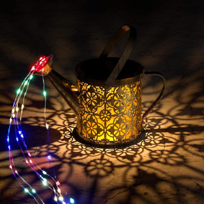 Solar Watering Can Lights Outdoor With 8 Multi-Color Changing Modes, IP65 Waterproof Landscape Light Garden Decor, One Pole Two Lights Outside Decorations For Lawn, Backyard, Patio, Chrismas