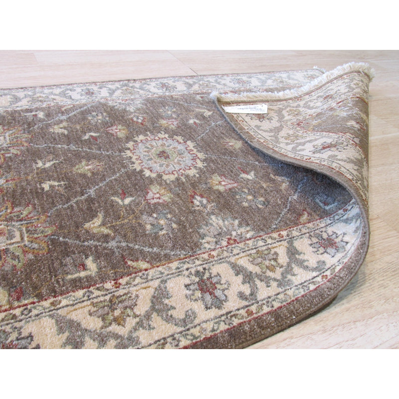 Hand Knotted Wool Floral Area Rug in Brown