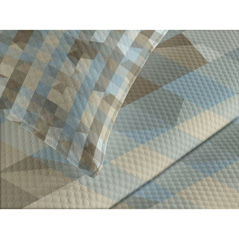 Ambesonne Geometric Bedspread Set  Soft Vertical Line Design  Tan Cream Pale Blue