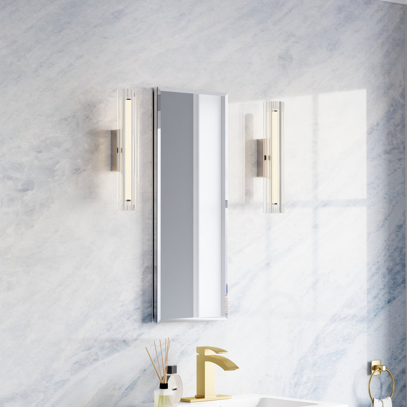 12''W x 30" H Recessed or Surface Mount Bathroom Mirror Beveled Medicine Cabinet  With Adjustable Glass Shelves, Right