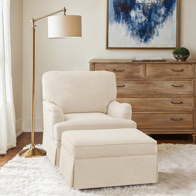 32.7'' Skirted Swivel Accent Barrel Chair With Storage Ottoman