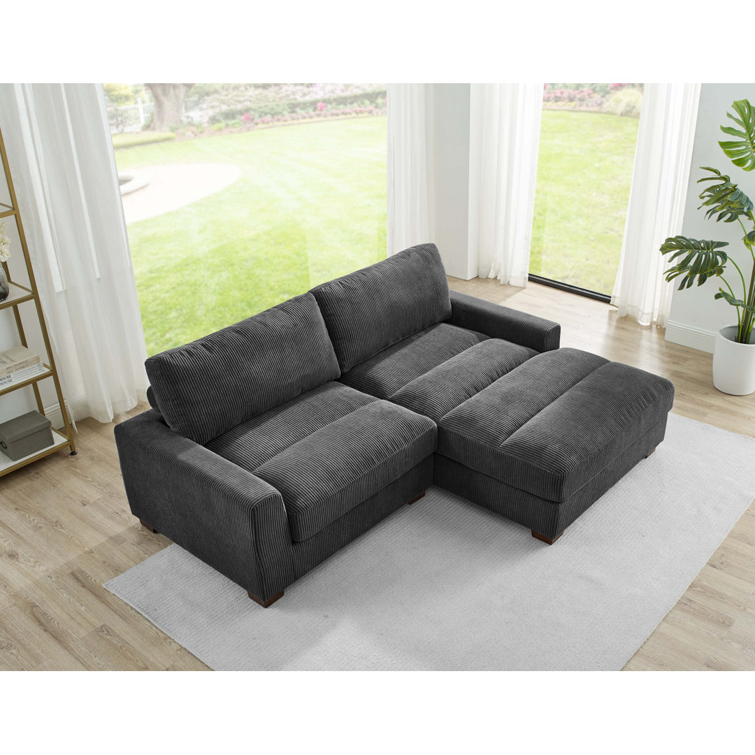 Cindyann 90" Wide Right Hand Facing Sofa & Chaise Wade Logan® Fabric: Gray Corduroy