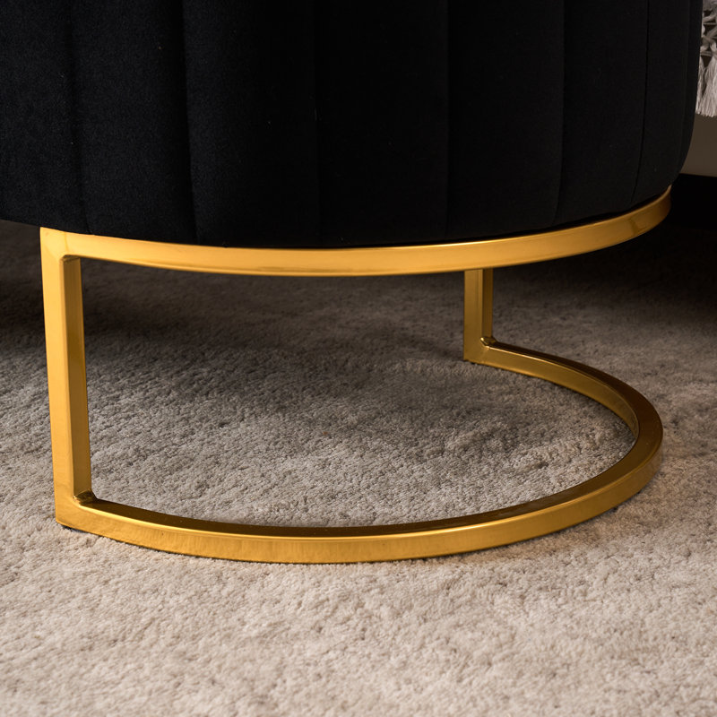 Shaneta 55" Velvet Storage Bench with Gold Legs, Noir