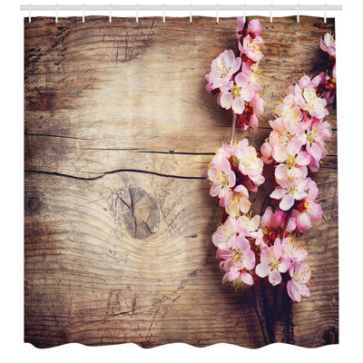 Floral Shower Curtain with Hooks Included