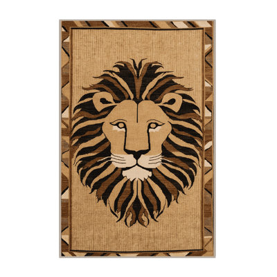Washable Katanga Lion Big Cats Area Rug