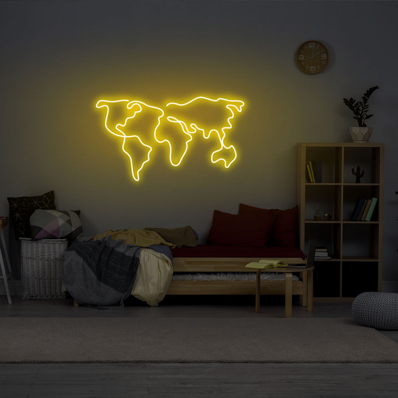 Bande d'éclairage flexible à DEL néon, imperméable IP67, 26 x 15 x 0,8 pouces | Gabarit en mousse de PVC jaune, adaptateur 12V, système de fixation murale intégré | 200 lumens, durée de vie de 40 000 heures, parfait pour la décoration intérieure et les événements