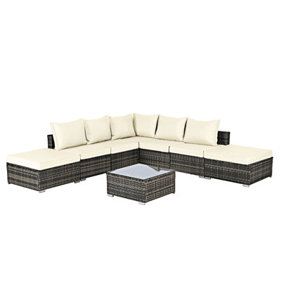 Ensemble de conversation pour l'extérieur 8 pièces avec coussins lavables