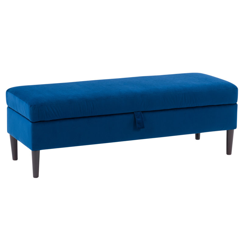 Banc de rangement à couvercle rabattable rembourré, Mélange de polyester bleu