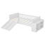Lit simple mezzanine bas avec glissade, bibliothèque mobile et garde-corps, cadre de lit mezzanine pour enfants, blanc-535096704