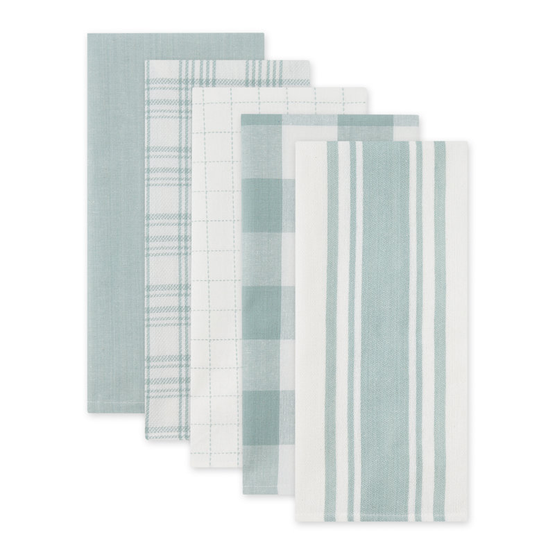 Plaid Waffle Dish Cloth Kitchen Towel, Green/White