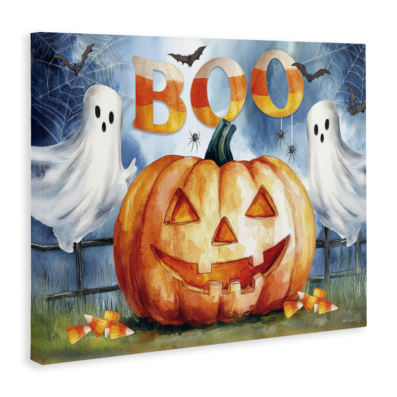 Boo Ghost & Jack-o-Lantern, toile par Nicole DeCamp, H 24 po x l 30 po