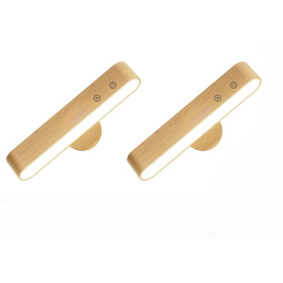 Applique murale à DEL sans fil en bois naturel, lumière à DEL à intensité variable avec télécommande rotative magnétique à 360 ° pour le salon de la chambre à coucher