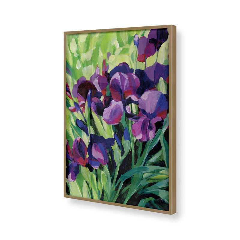 Impression audacieuse de fleurs d'iris, H 21,25 po x l 17,25 po, Cadre pour photo simple or brossé