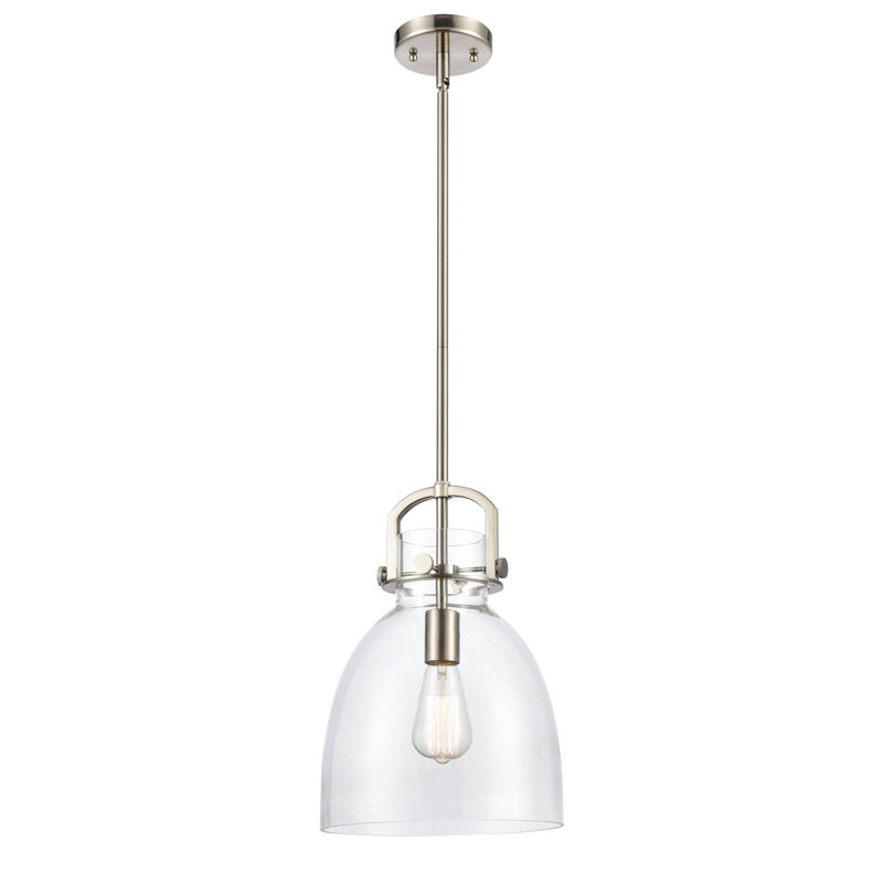 Luminaire suspendu 1 lumière Badillo, Clair, Nickel satiné, H 14,75 po x l 10 po x P 10 po