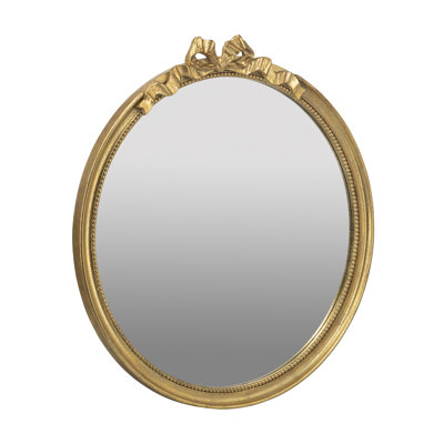 Round Wall Mirror with Ornate Gold Frame